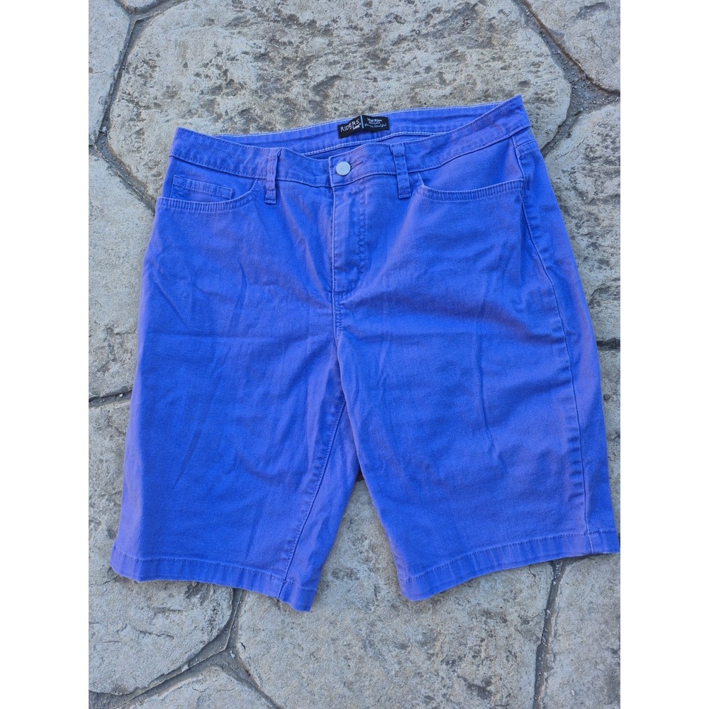 Riders by‎ Lee Shorts Womens Size 12 Blue Mid Rise Bermuda Stretch 5 Pocket EUC